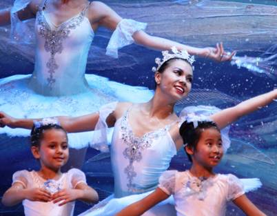 Two local girls rehearse  their” snow flakes” role